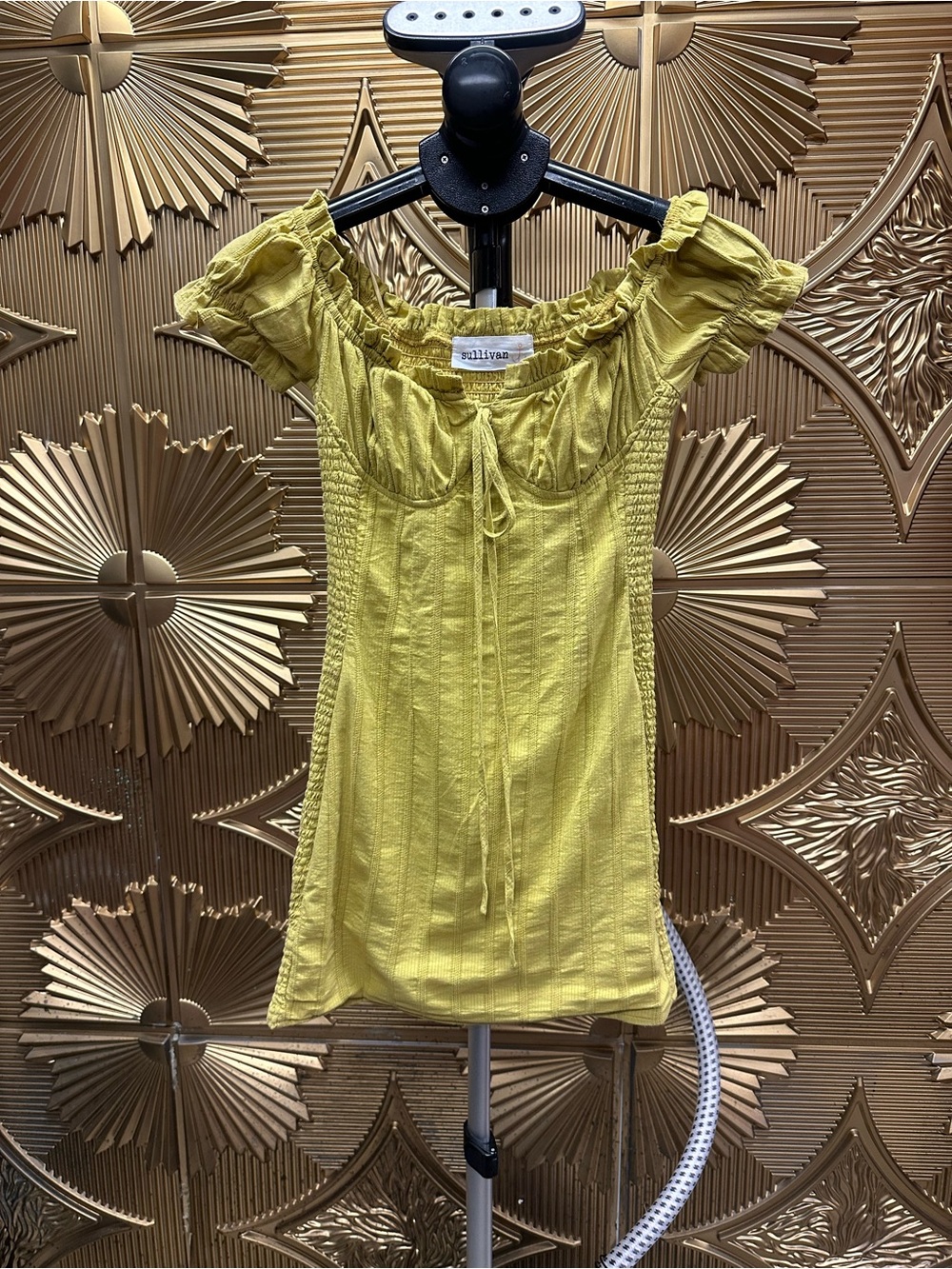Yellow Off-Shoulder Mini Dress